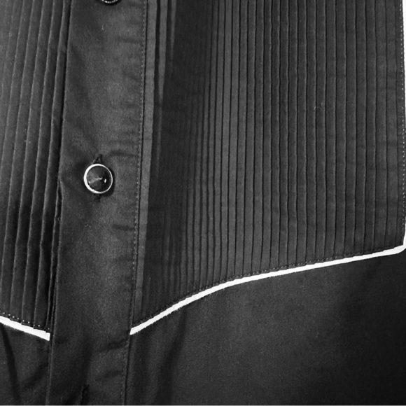 RON TOMSON FLAGSHIP BLACK TUXEDO SHIRT SIZE MEDIUM - Picture 7 of 16